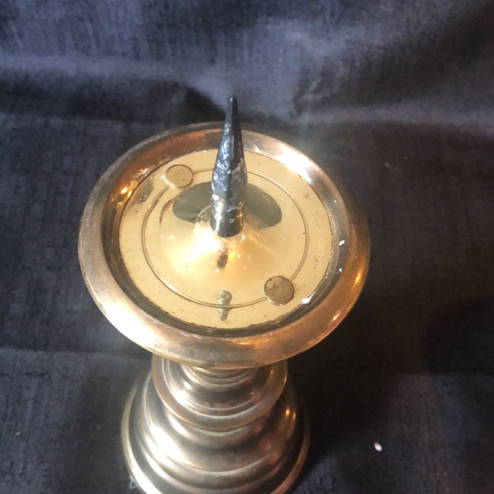 Baldwin brass large candle holder; vintage pillar candle 8” high - Picture 5 of 5